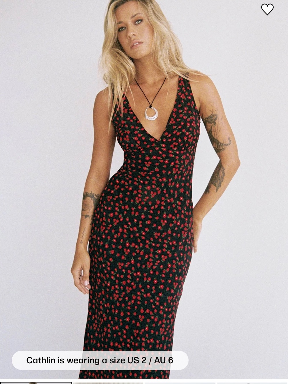 Princess Polly Nellie Black and Red floral deep V lined Maxi Dress size 4